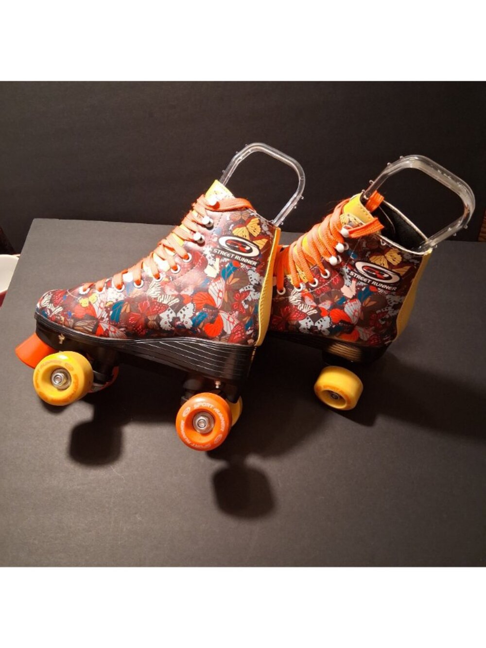 Roller Skates Street Runner Butterfly Print Size 38 With Orange Laces & Yellow - Picture 5 of 10